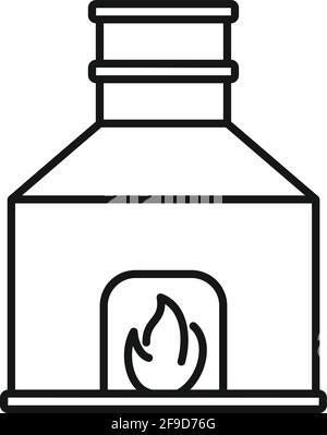Blacksmith fireplace icon, outline style Stock Vector