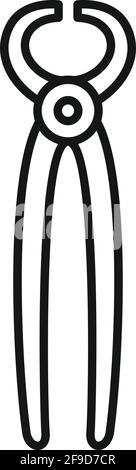 Blacksmith long pliers icon, outline style Stock Vector