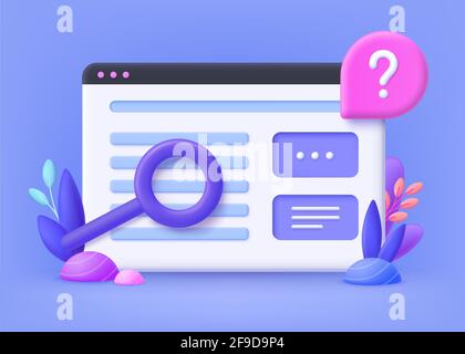 FAQ, frequently asked question concept. Online communication, getting help information, asking and answering questions. Online Support center. 3d vect Stock Vector