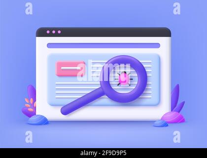 Beta testing concept,  new product testing, application perfomance verification. IT project managment. 3d vector illustration Stock Vector