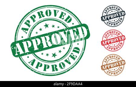 Approved Rubber Stamp around Grunje on White Background. Approved Sign Design Template. Stock Vector