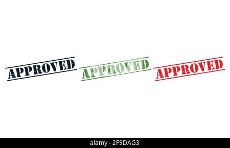 Approved Rubber Stamp around Grunje on White Background. Approved Sign Design Template. Stock Vector