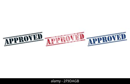 Approved Rubber Stamp around Grunje on White Background. Approved Sign Design Template. Stock Vector