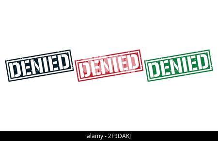 Denied Rubber Stamp around Grunje on White Background. Denied Sign Design Vector Illustration. Stock Vector