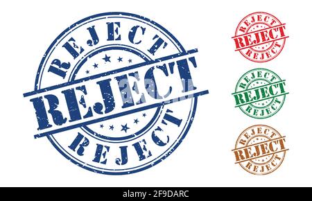 Rejected Rubber Stamp around Grunje on White Background. Rejected Sign Design Vector Illustration. Stock Vector