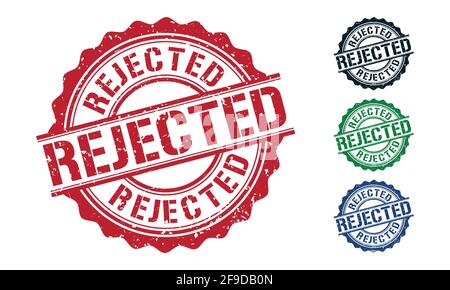 Rejected Rubber Stamp around Grunje on White Background. Rejected Sign Design Vector Illustration. Stock Vector