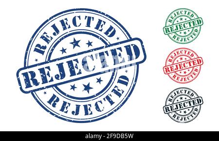 Rejected Rubber Stamp around Grunje on White Background. Rejected Sign Design Vector Illustration. Stock Vector