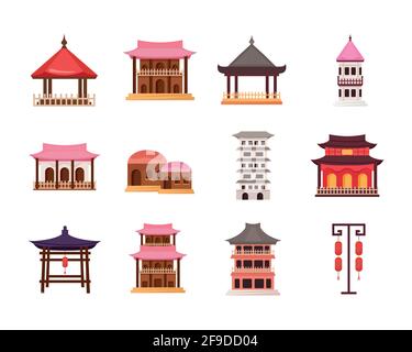 Premium Vector  Twelve china culture icons