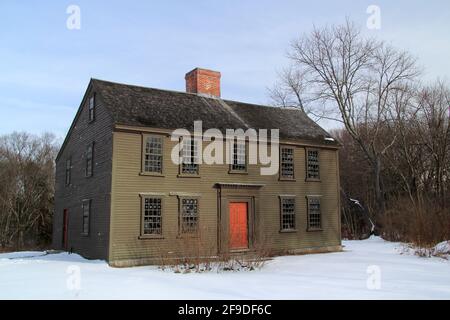 The Jacob Whitmore home, in Minuteman National Historical Park, is one of the few lasting witnesses to the start of the American Revolution Stock Photo