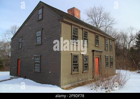 The Jacob Whitmore home, in Minuteman National Historical Park, is one of the few lasting witnesses to the start of the American Revolution Stock Photo