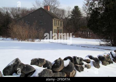 The Jacob Whitmore home, in Minuteman National Historical Park, is one of the few lasting witnesses to the start of the American Revolution Stock Photo