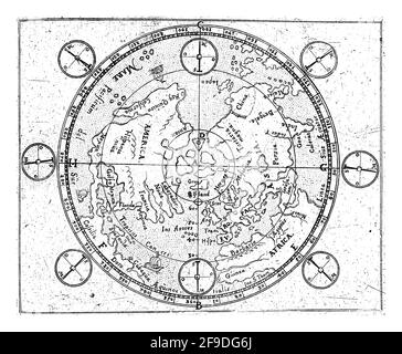 Old map of North Pole and northern regions. By Mercator, publ. 1595 ...