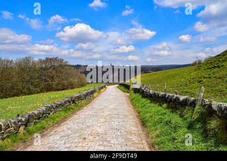 Horsehold looking to Heptonstall Village, Calderdale, West Yorkshire Stock Photo