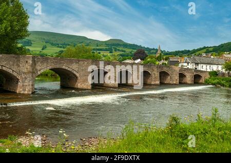 Bridge over River Usk, Crickhowell, Powys, Wales Stock Photo