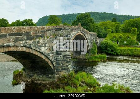 Bridge over River Conwy, Llanrwst, Conwy, Wales Stock Photo
