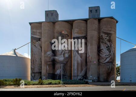 ''Farmers'' Silo Art, Brim, Victoria, Australia Stock Photo