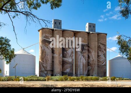 ''Farmers'' Silo Art, Brim, Victoria, Australia Stock Photo