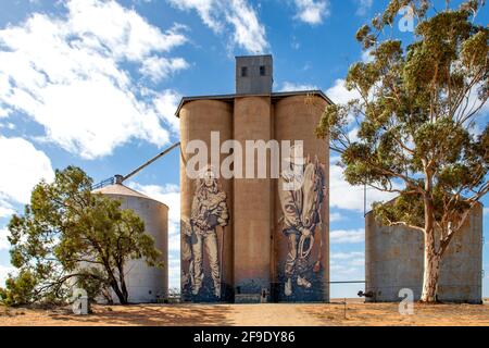 ''Farmers'' Silo Art, Rosebery, Victoria, Australia Stock Photo