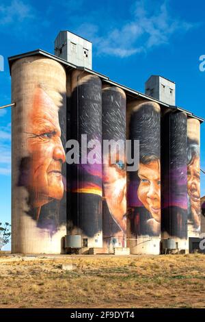 '''Índigenous'' Silo Art, Sheep Hills, Victoria, Australia Stock Photo