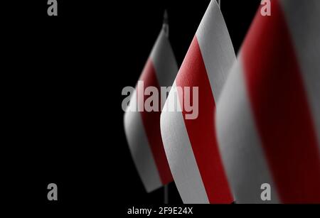 Small national flags of the Belarus on a black background Stock Photo