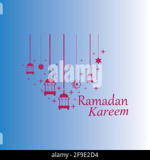 Hanging Islamic Lantern Decorative Ramadan Kareem Background Stock Vector