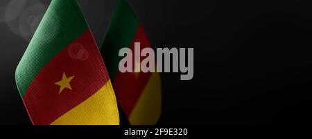 Small national flags of the Cameroon on a dark background Stock Photo