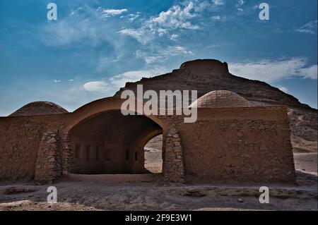 Dakhma, zoroastrian Tower of Silence, Yazd, Iran. Stock Photo