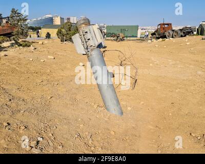 BM-30 Smerch Soviet heavy multiple rocket launcher - Baku, Azerbaijan, 04-16-2021 Stock Photo