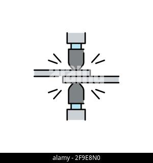 Spot welding olor line icon. Pictogram for web page, mobile app, promo. UI UX GUI design element. Editable stroke. Stock Vector