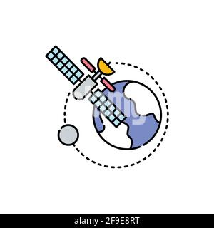 Aeronautics olor line icon. Pictogram for web page, mobile app, promo. UI UX GUI design element. Editable stroke. Stock Vector