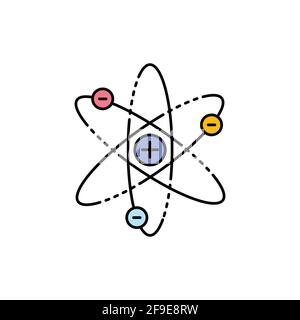 Atom olor line icon. Pictogram for web page, mobile app, promo. UI UX GUI design element. Editable stroke. Stock Vector