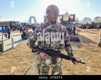 Azerbaijan soldier model - Baku, Azerbaijan, 04-16-2021 Stock Photo