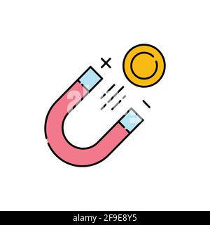 Magnetics olor line icon. Pictogram for web page, mobile app, promo. UI UX GUI design element. Editable stroke. Stock Vector