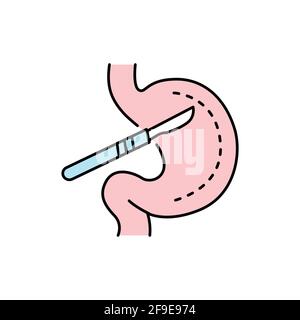 Stomach surgery olor line icon. Pictogram for web page, mobile app, promo. UI UX GUI design element. Editable stroke. Stock Vector