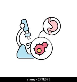 Stomach cancer olor line icon. Pictogram for web page, mobile app, promo. UI UX GUI design element. Editable stroke. Stock Vector