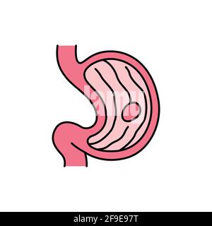 Ulcer stomach olor line icon. Pictogram for web page, mobile app, promo. UI UX GUI design element. Editable stroke. Stock Vector