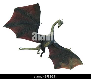 3D rendering of a fantasy dragon isolated on white background Stock ...