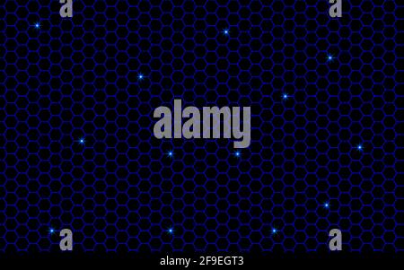 Blue hexagons and shining stars Stock Vector