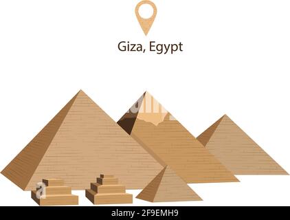 Pyramid of Cheops, Khafre, Mycerinus. Pyramids of Egypt. Pyramids of Giza Stock Vector