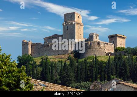 Assisi, Perugia Province, Umbria, Italy.  Rocca Maggiore.  12th century fortress. Stock Photo