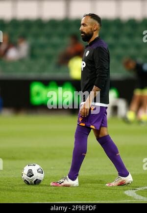 Perth, Western Australia. 18th April 2021; HBF Park, Perth, Western Australia, Australia; A League Football, Perth Glory versus Wellington Phoenix; Diego Castro of the Perth Glory during the warm ups Credit: Action Plus Sports Images/Alamy Live News Stock Photo