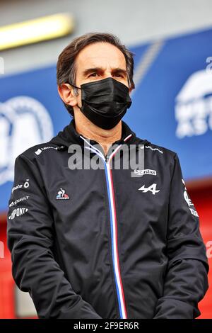 Davide Brivio (ITA) Alpine F1 Team Racing Director - F1 pays tribute to two time 125cc World Champion and Moto GP Team Manager Fausto Gresini (ITA). Emilia Romagna Grand Prix, Sunday 18th April 2021. Imola, Italy. Stock Photo