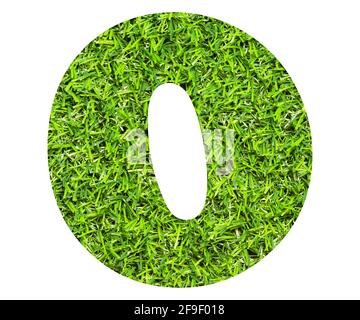 Number 0 - Artificial green grass background. Stock Photo