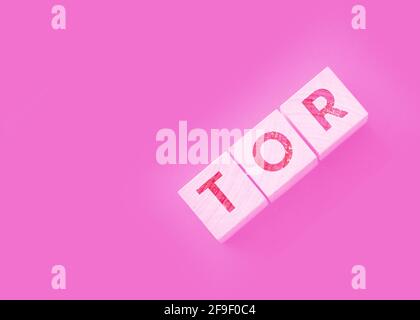 Tor anonymous by letters on a woden blocks on black. Business concept. Stock Photo