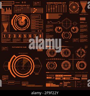 Futuristic red virtual graphic touch user interface Stock Vector