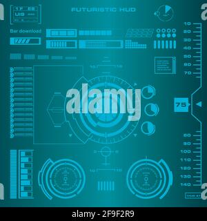 Futuristic blue virtual graphic touch user interface Stock Vector