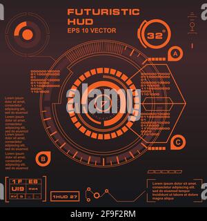 Futuristic red virtual graphic touch user interface Stock Vector