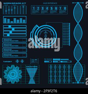 Futuristic blue virtual graphic touch user interface Stock Vector