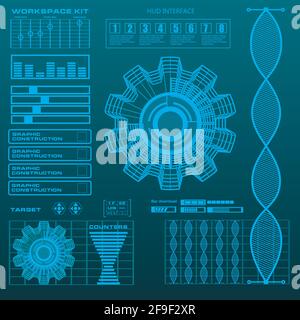 Futuristic blue virtual graphic touch user interface Stock Vector