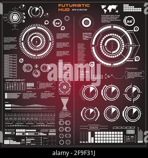 Futuristic red virtual graphic touch user interface Stock Vector